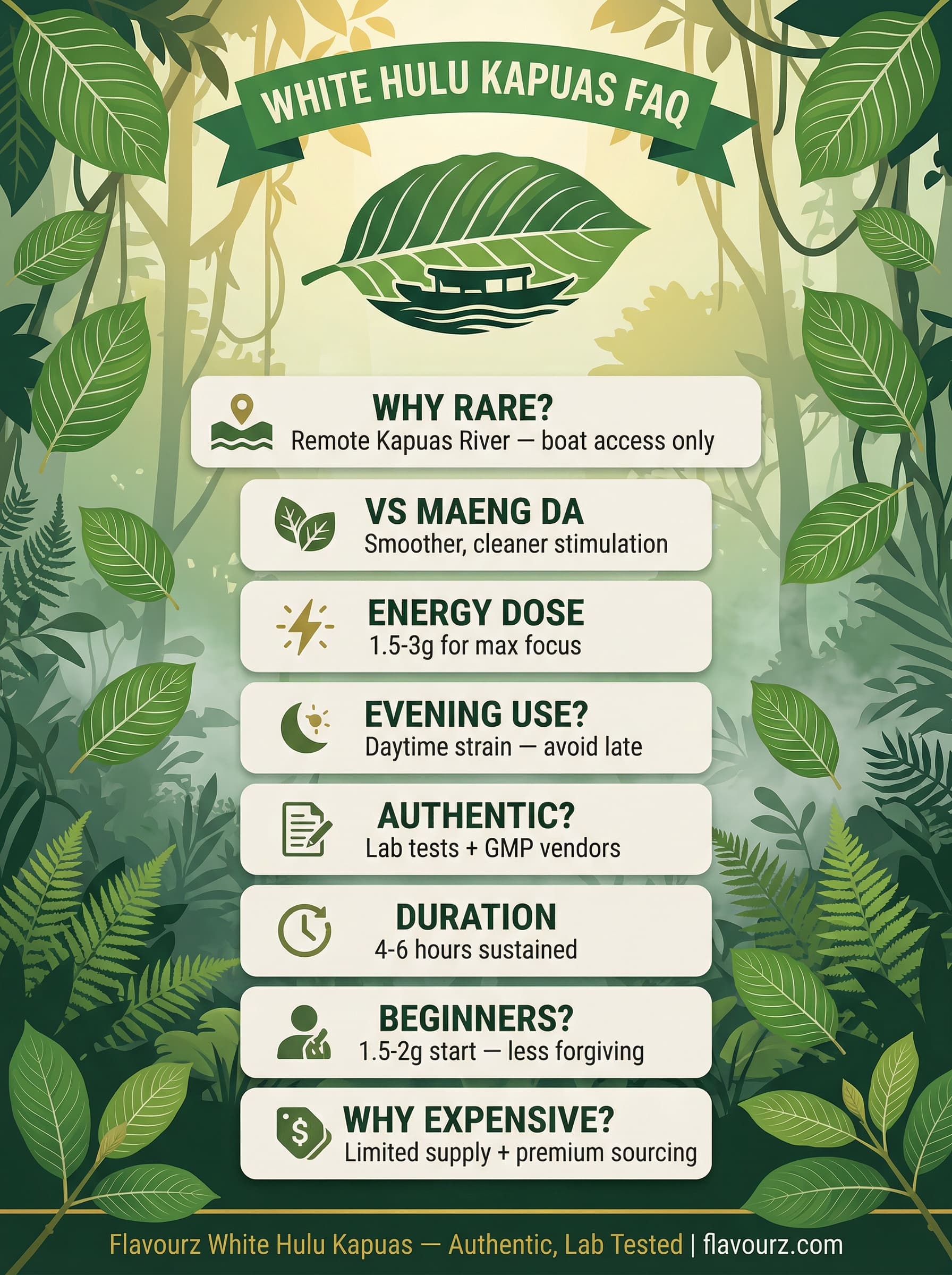 infographic for White Hulu Kapuas Kratom Frequently Asked Questions kratom
